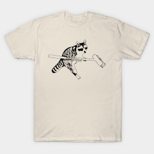 Raccoon using a broom funny T-Shirt